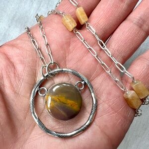 925 OOAK! Stunning Mookaite Geometric Necklace